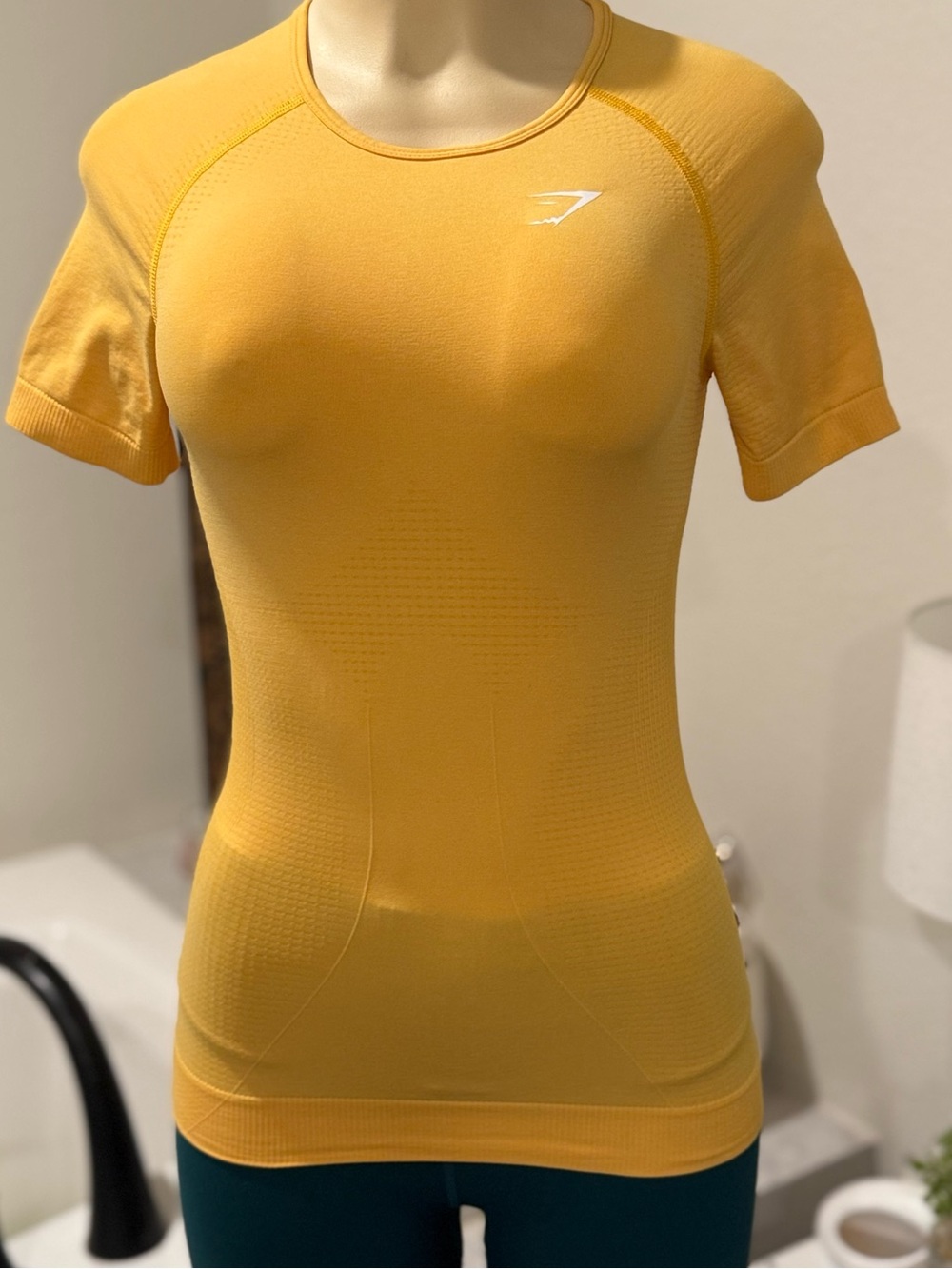 Gymshark Seamless Short Sleeve Training Top • Mustard Yellow • Size Medium